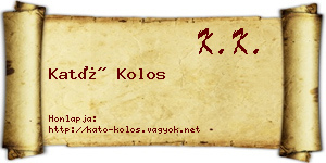 Kató Kolos névjegykártya